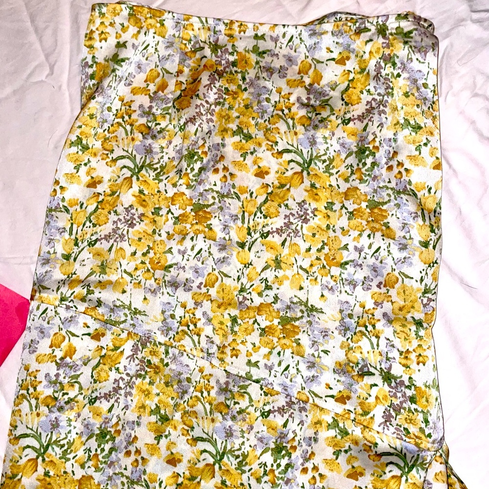 Petal & Pup Yellow Floral Midi Skirt on White